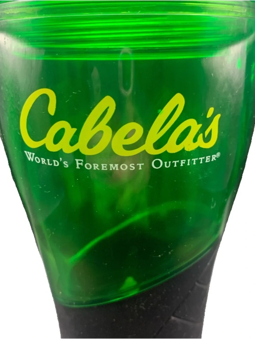 New NOS Cabela's World's Foremost Outfitter Travel Mug Tumbler Green Black